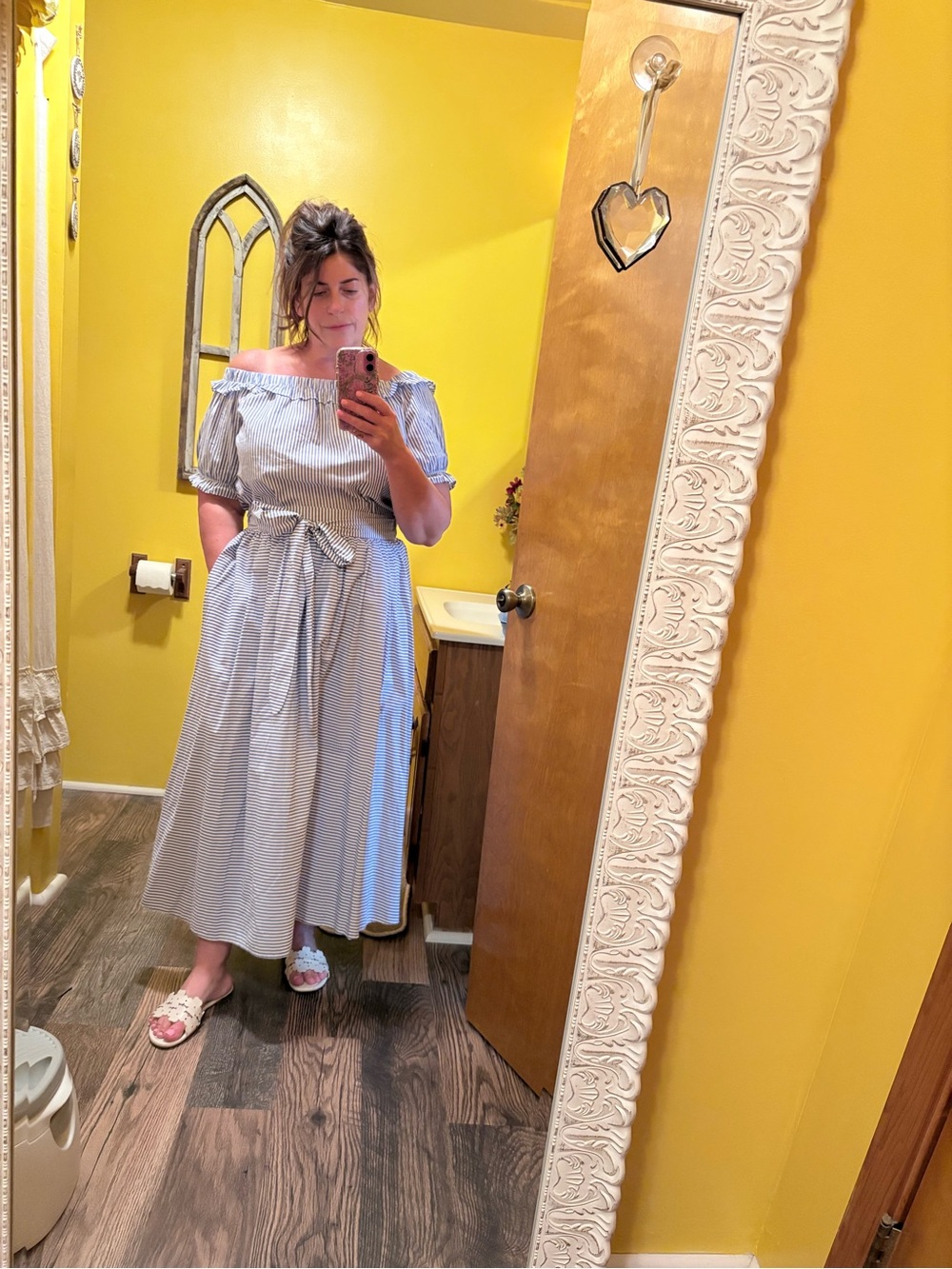 Vineyard Vines Blue & White Striped Off-Shoulder Skirt Set